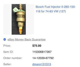 022906031cx90 Apf Fuel Injector For 1977-79 Volkswagen Super Beetle 1.6l H4 2 Male Terminal Blade