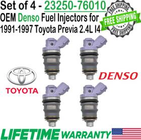 23250-76010 Denso Genuine X4 Fuel Injectors For 1991-1997 Toyota Previa 2.4l I4 #23250-76010