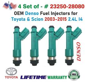 23250-28080 Denso 2970001 Genuine X4 Fuel Injectors For 2003-2015 Toyota And Scion 2.4l I4