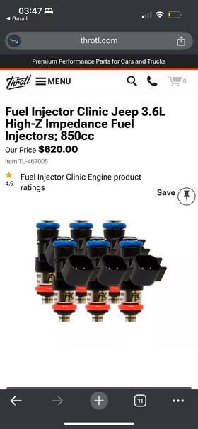 Is232-0850h Fic Fuel Injector Clinic 850cc Injectors Set For Jeep Wrangler 12 3.6l V6 Highz