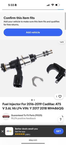 Wh486qg General Motors 6x Fuel Injector For 2016-2019 Cadillac 3.6l V6 Lf4