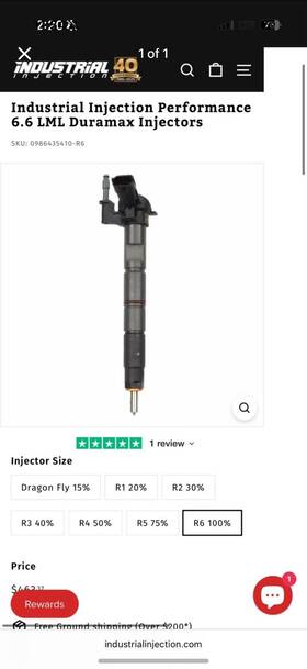 Industrial Injection Ind0986435410-r6 R6 100% Over Fuel Injectors For Lml Duramax
