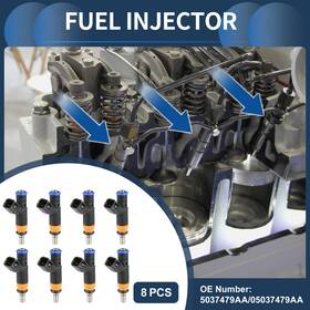 No.05037479aa X Autohaux 634149723348 Fuel Injector For Dodge Ram 1500 2009-2010 5.7l Black 8 Pcs