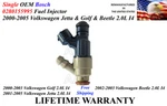 Oem Bosch Single Fuel Injector For 2000-2005 Volkswagen Jetta Golf Beetle 2.0L. Fixed Price $35.00.