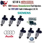 Oem Siemens X6 Fuel Injectors For 1997-2001 Audi Volkswagen 2.8L V6 #078133551L. Fixed Price $93.99.