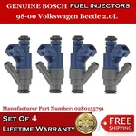4X Genuine Bosch Fuel Injectors For 98-00 Volkswagen Beetle 2.0L #0280155791. Fixed Price $109.00.