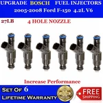 6X Upgrade Oem Bosch Hole 27LB Fuel Injectors 05-08 Ford F-150 4.2L #5L3E-A6C. Fixed Price $149.00.