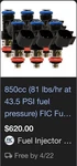 Fic 850CC High Z Flow Matched Fuel Injectors Ford F-150 Raptor 17-19 Set Of 6. Fixed Price $450.00.