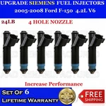 6X Upgrade Siemens 24LB Hole Fuel Injectors 05-08 Ford F-150 4.2L #5L3E-A6C. Fixed Price $125.00.