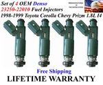 Oem Denso Set Of 4 Fuel Injectors For 1998-1999 Corolla And Chevrolet Prizm 1.8L. Fixed Price $109.00.