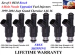 Upgrade Oem Bosch 6X 4-HOLE Fuel Injectors For 1999-2004 Jeep Grand Cherokee 4.0. Fixed Price $129.00.