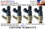 Oem Bosch Set Of 4 Fuel Injectors For 2000-2005 Volkswagen Jetta Golf Beetle 2.0. Fixed Price $125.00.