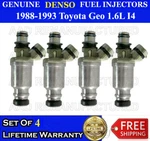 Genuine Denso Set Of 4 Fuel Injectors For Toyota Corolla Celica Prizm 1.6L. Fixed Price $109.00.