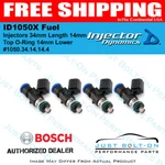 Dynamics ID1050X Fuel Injectors 34MM Length 14MM Top O-ring Lower. Fixed Price $591.36.
